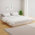Cadru de pat, alb, 160x200 cm, lemn masiv, Casa Practica