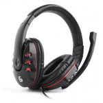 Gaming microphone & stereo headphones with volume control, glossy black, Gembird