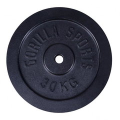 Disc din fonta Gorilla Sports, 30/31 mm, 5 kg, Negru