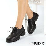 Pantofi oxford dama The Flexx din piele naturala Brocklin negru, 