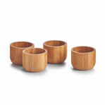 Set suport pentru oua din bambus, Bamboo Natural, 4 bucati, Ø5xH4 cm