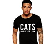 Tricou negru barbati - Cats, XL