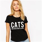 Tricou dama negru - CATS, S