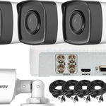 Kit supraveghere video Hikvision 4 camere FULLHD 1080p IR 40M + accesorii instalare HIK2MPFullHD