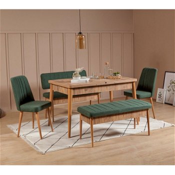 Set Masa Dining și scaune (4 bucăți) Anvi, 129x75x80 cm, Vella