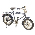 Macheta bicicleta retro din metal albastru antichizat 16 cm x 6 cm x 10 h