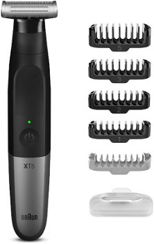 Aparat hibrid de barbierit si tuns barba Braun Series X XT5100 Wet&Dry, 4 piepteni, 1 cap pentru ingrijire corporala, Negru, Braun