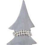 Decoratiune Xmas Tree w pearls , 17x5.8x43 cm, lemn de mango, alb/argintiu, Excellent Houseware