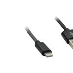 Cablu de incarcare USB Metal compatibil cu iPhone 5/iPhone 6 Negru 0.6m, OEM