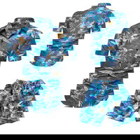 Compleu modern de vara pentru barbati, cu tricou ?i pantaloni scurti, cu imprimeu colorat pentru plaja, Neer