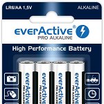 Set 4 baterii alcaline AA LR6 everActive, 1.5 V, Alb, EverActive