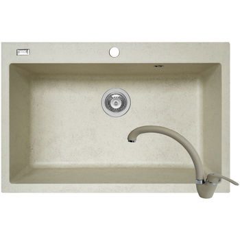 Set Pyramis chiuveta Square DUROTHEK si baterie 760x500mm adancime 200mm soft compozit bej