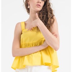 United Colors of Benetton, Bluza cu decolteu patrat, Galben United Colors of Benetton, Bluza cu decolteu patrat, Galben
