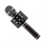 Microfon profesional wireless karaoke cu Bluetooth, negru, difuzor, radio FM, USB TF, inregistrare sunet, acumulator, 23 x 7,5 cm