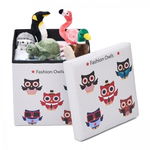 Taburet pliabil cu spatiu de depozitare Big Owls, Heinner Home, 37.5 x 38 x 38 cm, PVC, multicolor, Heinner Home