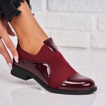Pantofi dama casual Bordo din Piele Ecologica Lacuita Erin A4764, Piaodu