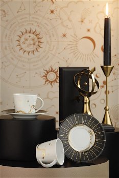 Set cești de cafea, Negru, 6x5x6 cm, Kütahya Porselen