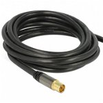 Cablu prelungitor antena IEC Plug la IEC Jack RG-6/U 3m Negru, Delock 88924, Delock