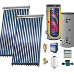 Set Sistem solar presurizat panou Fornello 40 Tuburi Heat Pipe boiler cu 2 serpentine si rezistenta electrica Eldom 200 litri cu montaj pe