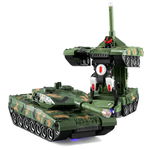 Tanc camuflaj, transformare in robot,lumini led intermitente si muzica, rotire 360°,cadou special, copii 3-10 ani, verde, OEM