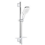 Set de dus Grohe Rainshower SmartActive 130 Cube cu para de dus 3 jeturi furtun 175cm si bara 60cm savoniera moon white, Grohe