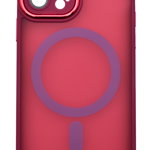 Husa tip MagSafe, Camera Protection Matte Silicon pentru iPhone 15 Plus Rosu, OEM