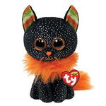 Jucarie de plus TY Beanie Boos Morticia - Pisica neagra cu portocalie, 15 cm, Meteor Cee Rom