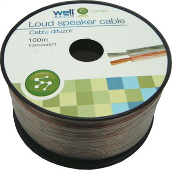 Cablu difuzor transparent 2X0.35mmp, 100m, Well