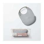 Baveta bebelusi Miniware Roll & Lock, 100% din silicon alimentar, Grey, Miniware