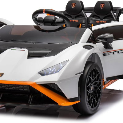 Masinuta electrica cu functie drift Lamborghini Huracan STO, putere 500W, 24V, echipare Premium, alb, Hollicy