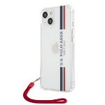 Protectie Spate U.S. Polo Tricolor Vertical Stripes pentru Apple iPhone 13 mini (Transparent), US Polo Assn.