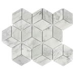 Mozaic Marmura Bianco Carrara Cube Design Mata, PIATRAONLINE