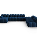 Coltar panoramic dreapta 7 locuri design modular, Bellis, Micadoni Home, BL, 379x282x63 cm, catifea, albastru regal, Micadoni Home