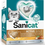 SANICAT Active Gold, Argan, așternut igienic pisici, granule, bentonită, aglomerant, neutralizare mirosuri, 6l, Sanicat