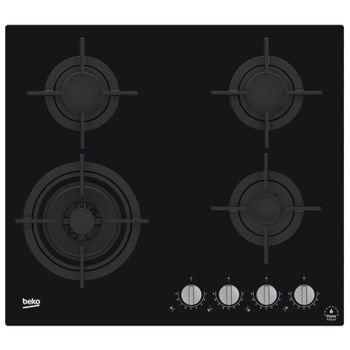Plita pe Gaz Beko HILW64322S | 60cm, 4 Arzatoare, Wok, FlameAdjust, Beko