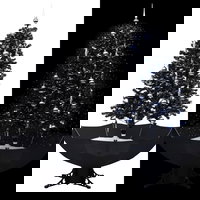 Brad de Crăciun cu ninsoare și bază umbrelă, negru, 170 cm, PVC