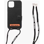 Heron Preston Textured Leather 12/12 Pro Iphone Case With Card Holder Black