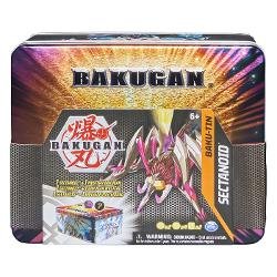 Spin Master Bakugan Baku-Tin Toy Figure (Premium Storage Box with Exclusive Darkus Sectanoid Bakugan and Additional Mystery Bakugan), Spinmaster