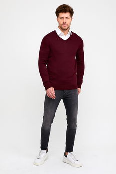 Pulover slim burgund-visiniu cu anchior