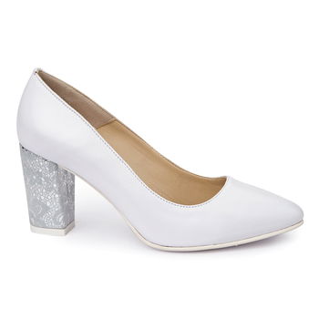 Pantofi dama din piele naturala alba 4998