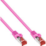 Cablu de retea RJ45 S/FTP PiMF Cat.6 0.25m Roz, InLine IL76422M, InLine