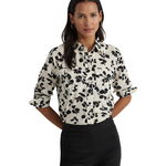 Imbracaminte Femei LAUREN Ralph Lauren Classic Fit Leaf-Print Voile Shirt CreamBlack, LAUREN Ralph Lauren