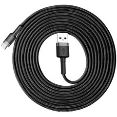 CABLU alimentare si date Baseus Cafule Fast Charging Data Cable pt. smartphone USB la USB Type-C 3m brodat gri+negru CATKLF-UG1 timbru