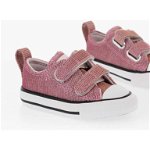 Converse All Star Lurex Sneakers With Touch Strap Closure Pink, Converse