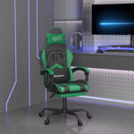 vidaXL Scaun de gaming cu suport picioare negru/verde, piele ecologică, vidaXL