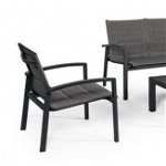 Set masa, canapea si 2 scaune Laiken, Aluminiu, Negru, 66 124 90x71 71 63x80 80 35 cm, BIZZOTTO