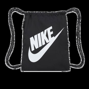 Nike, Rucsac unisex cu snur Heritage, Negru, Alb