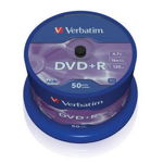 Mediu stocare Verbatim DVD+R 4.7GB 16x Matt Silver spindle 50 buc