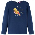 Tricou cu mâneci lungi pentru copii, design pasăre, bleumarin, 104, Casa Practica