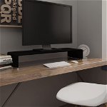 vidaXL Стойка за телевизор/монитор, стъкло, черна, 90x30x13 см, vidaXL